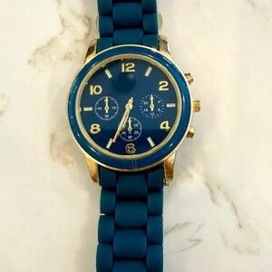 Blue and Gold Faux Chronograph Watch